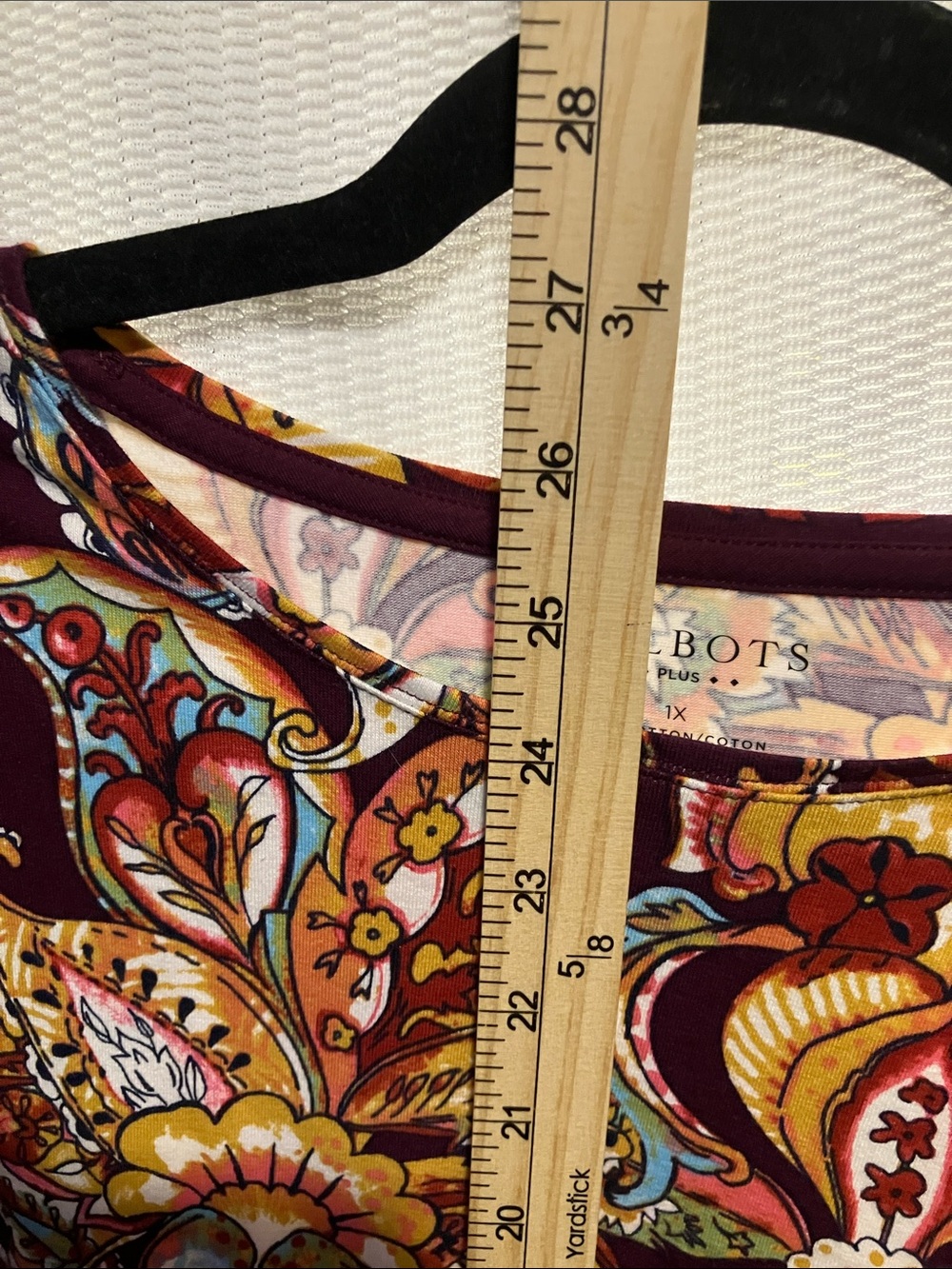 Talbots Burgundy Floral Paisley Long Sleeve Tee - Picture 6 of 8